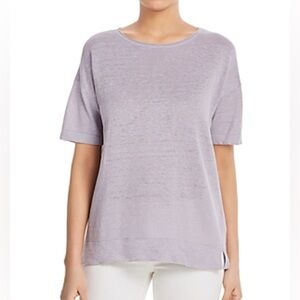 Donna Karan Elbow-Sleeve Linen Top